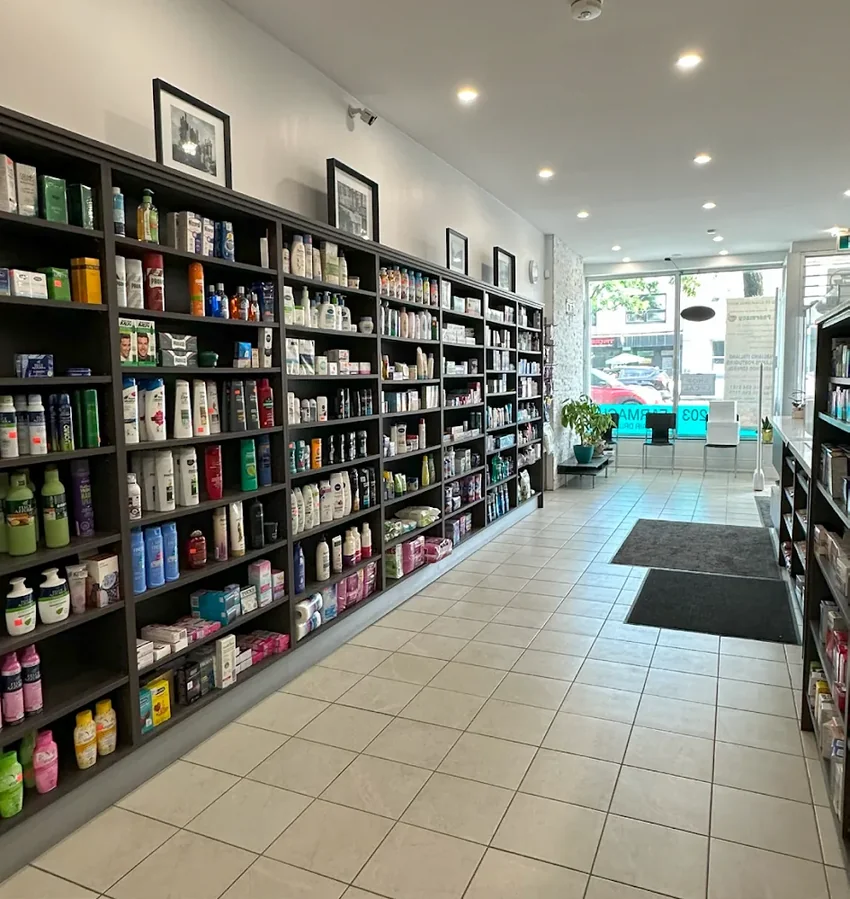 Vitamins, probiotics and natural health products shelf at St. Clair Drug Mart Pharmacy